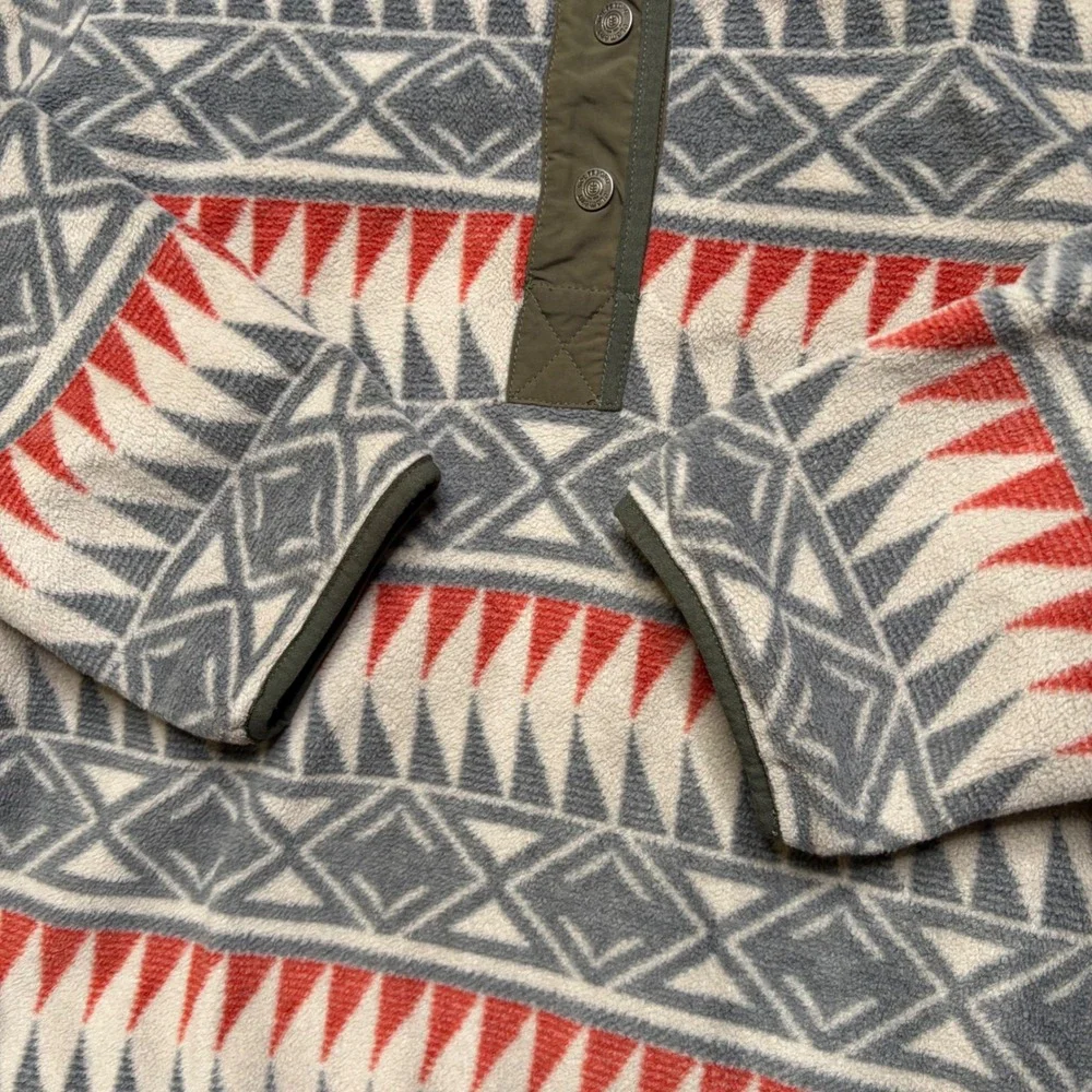 Element Fleece Pullover Women XS Grey Red Aztec Wolfeboro Snap Neck Geometric - Picture 4 of 12